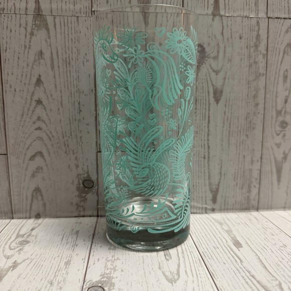 Anthropologie Other - Anthropologie Serenta Glass Tumbler Turquoise Animal Graphic Boho Cottagecore